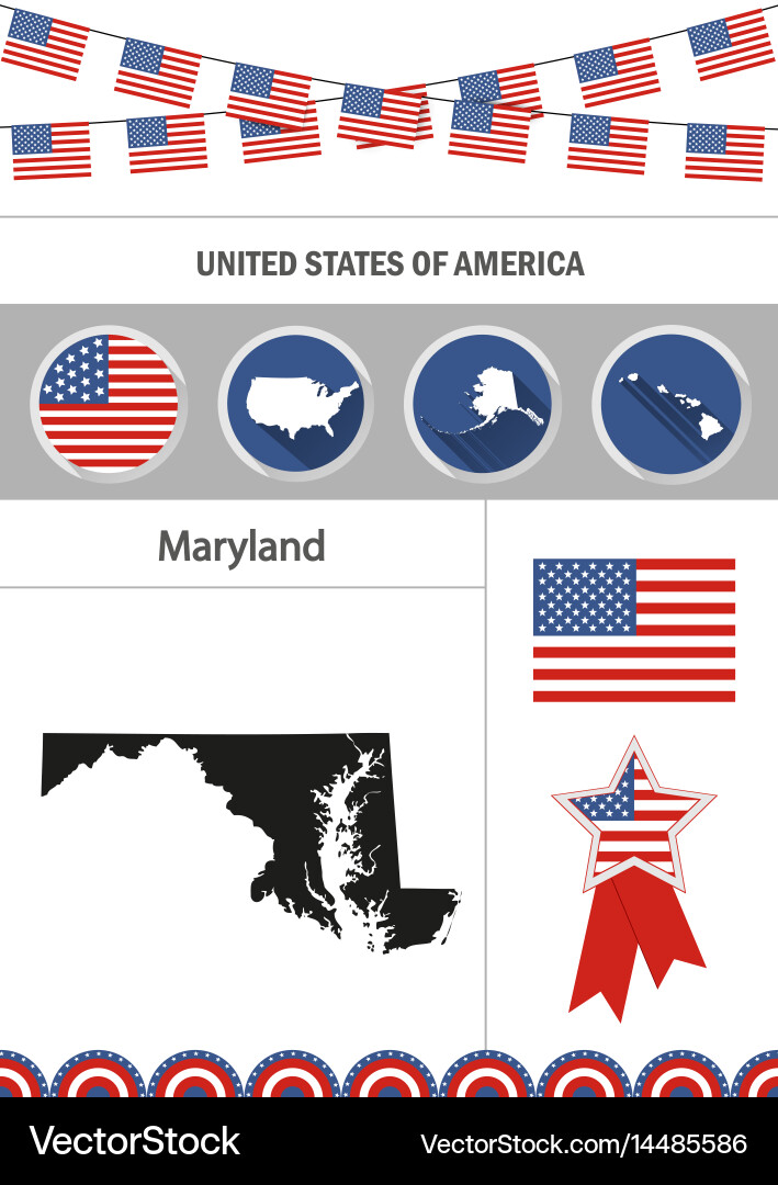 Maryland State Map Icons Vector Image