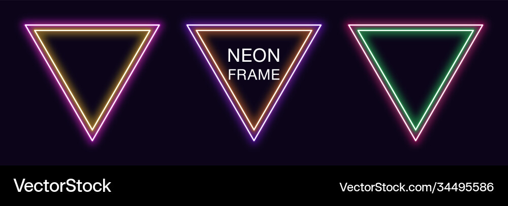 Neon triangle frame set triangular border Vector Image