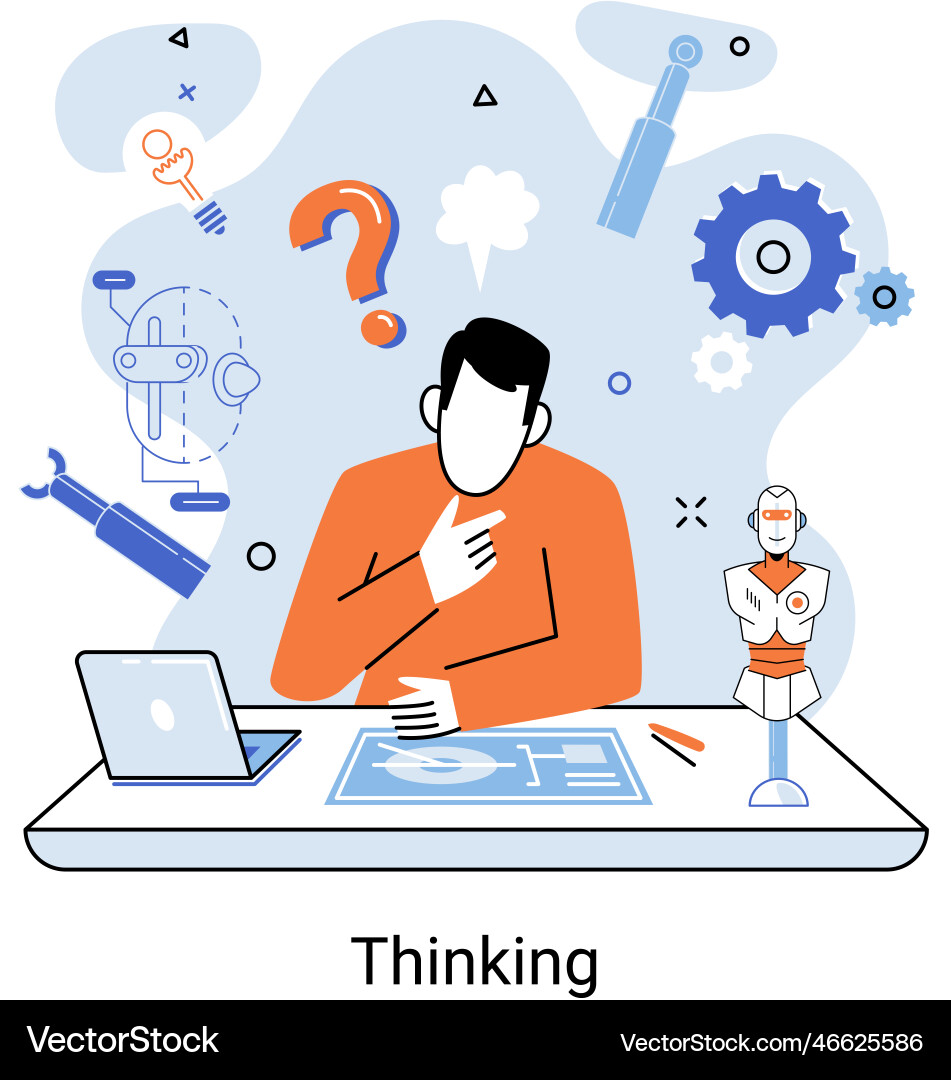Problem solving concept man wondering or thinking Vector Image