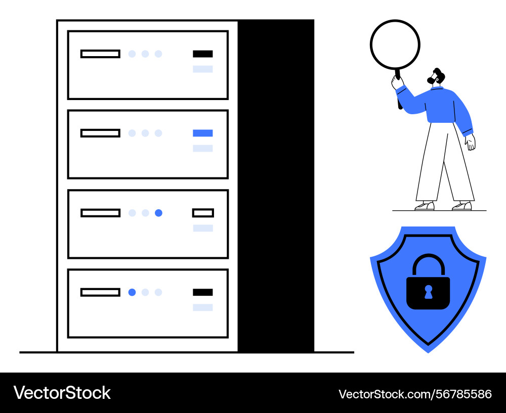 Secure data storage with server cabinets Secure data storage with server cabinets vector image