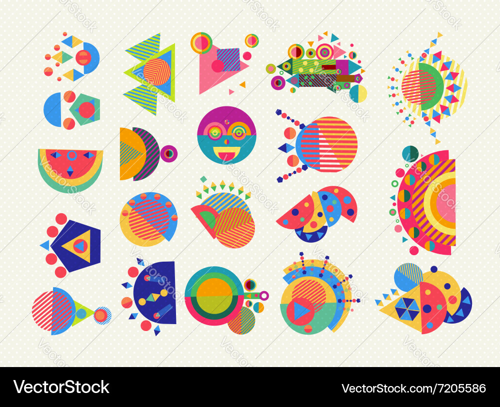 Set geometry element symbol abstract colorful vector image