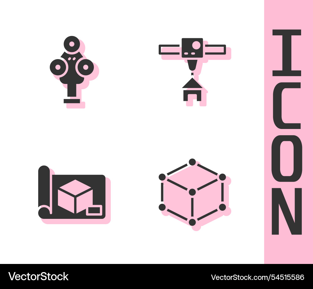 Set isometric cube 3d scanner graphing paper Set isometric cube 3d scanner graphing paper vector image