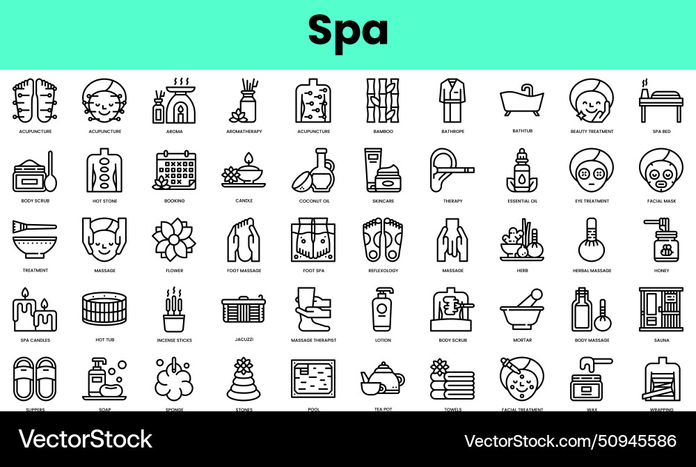 Set of spa icons linear style icon bundle Set of spa icons linear style icon bundle Vector Image