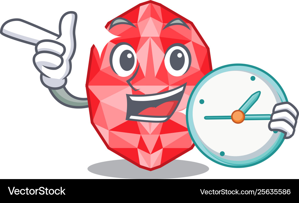 With clock ruby gems isolated character Vector Image