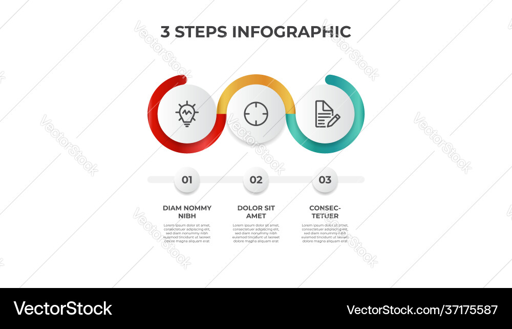 3 points steps list layout diagram 3 points steps list layout diagram vector image