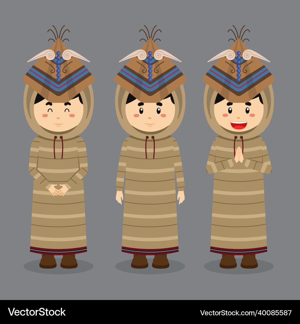 Aleuts character with various expression Vector Image