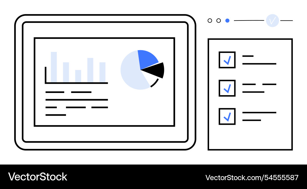 Data analysis and checklist on digital tablet Data analysis and checklist on digital tablet vector image