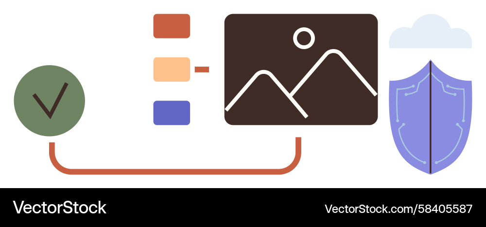 Data Security & Cloud Workflow Vector Image