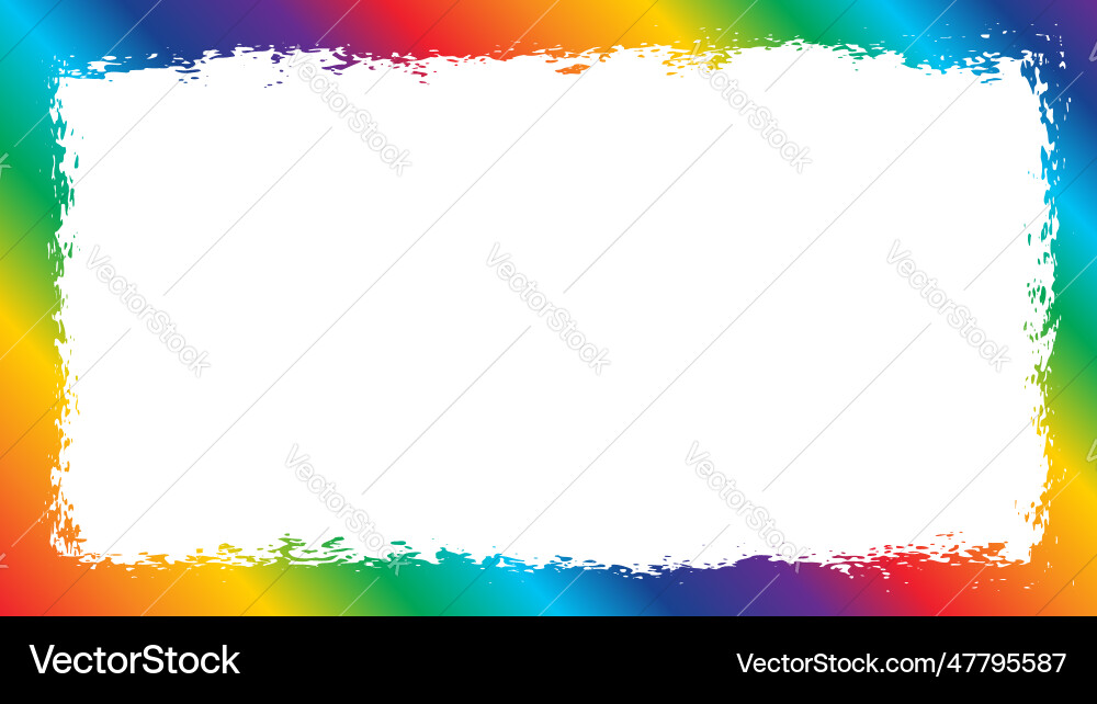 Grunge frame rectangle with gradient rainbow color Vector Image