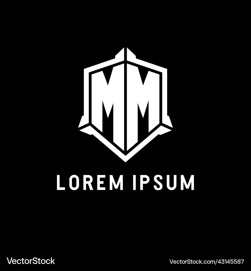 Mm logo initial with shield shape design style Mm logo initial with shield shape design style Vector Image