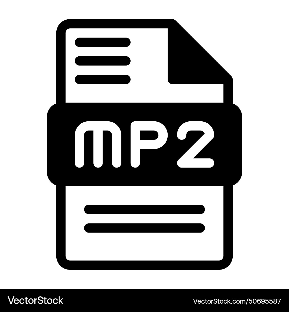 Mp2 file icon audio format symbol solid icons Mp2 file icon audio format symbol solid icons vector image