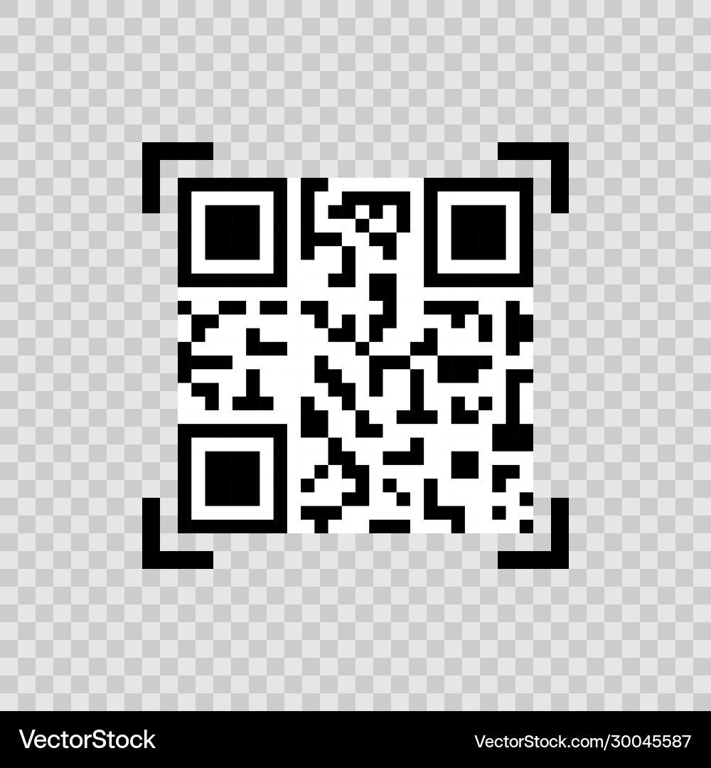 Qr code icon in camera focus on background Qr code icon in camera focus on background Vector Image