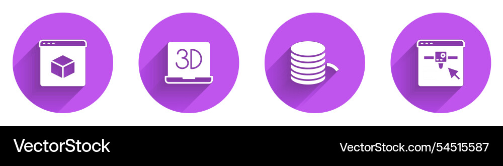 Set 3d printer filament for and setting icon vector image