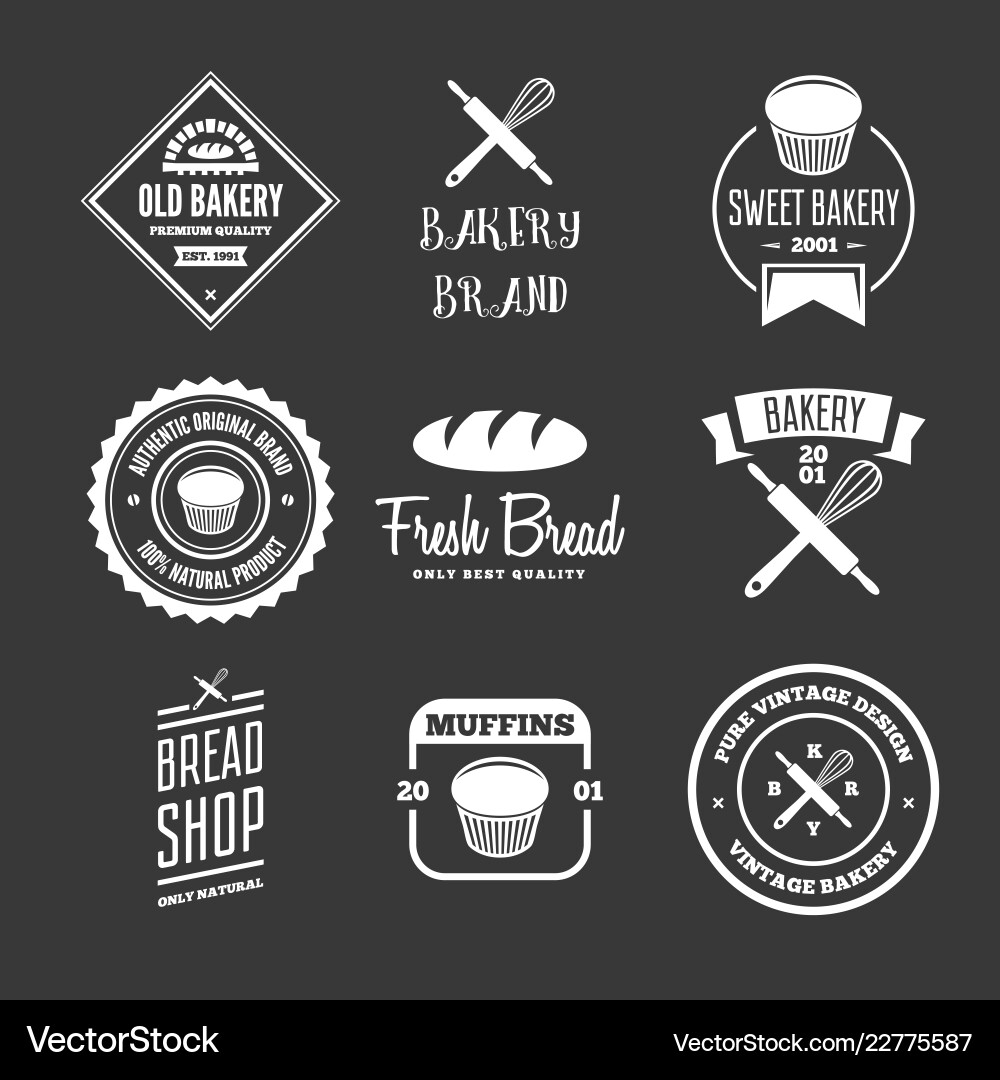 Set of bakery and bread logos labels badges Set of bakery and bread logos labels badges Vector Image