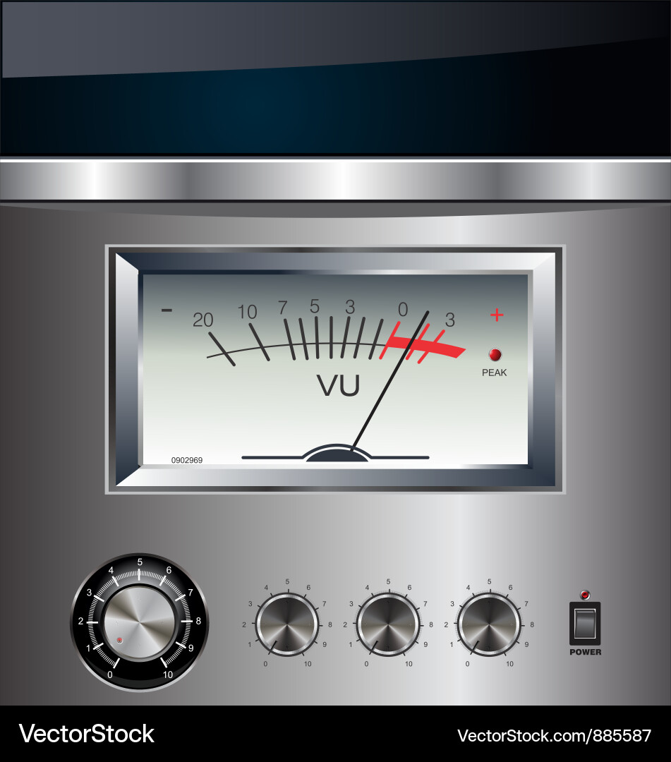 Silver VU Meter Display Vector Image