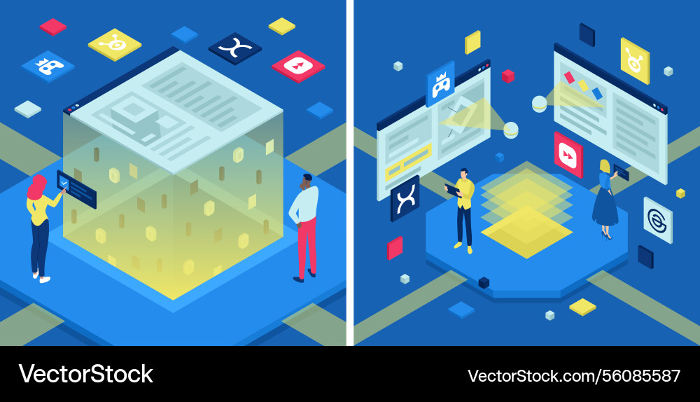Web scraping concept 3d isometric people use Web scraping concept 3d isometric people use vector image