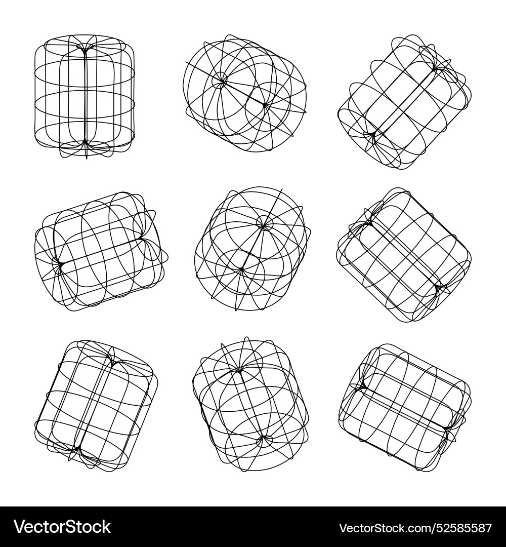 Wireframe lined shapes perspective mesh 3d grid Wireframe lined shapes perspective mesh 3d grid vector image