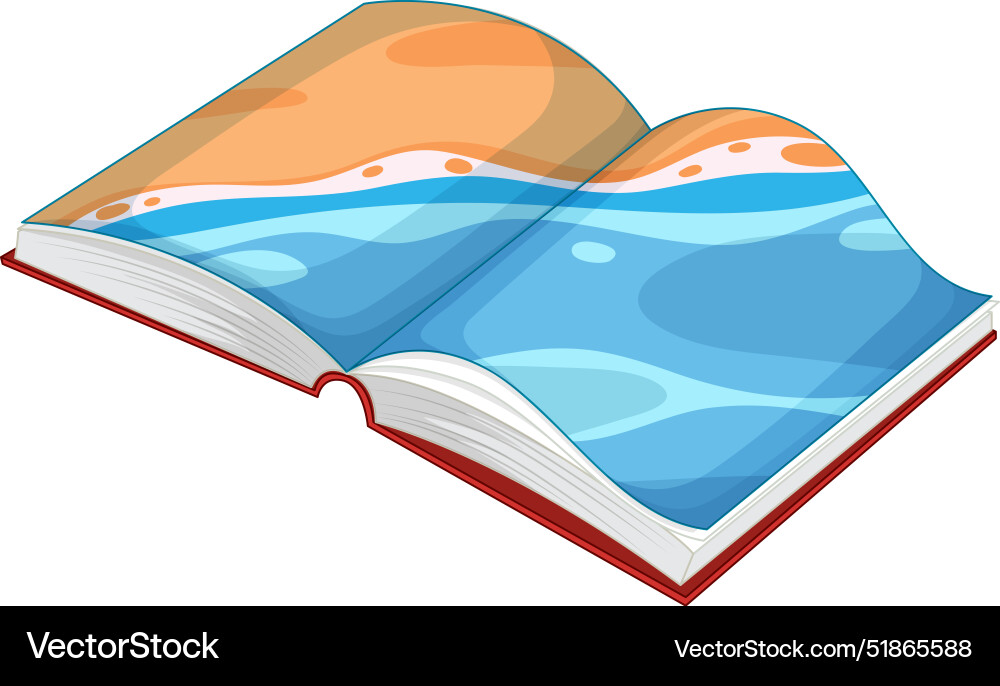 An open book with ocean waves An open book with ocean waves Vector Image
