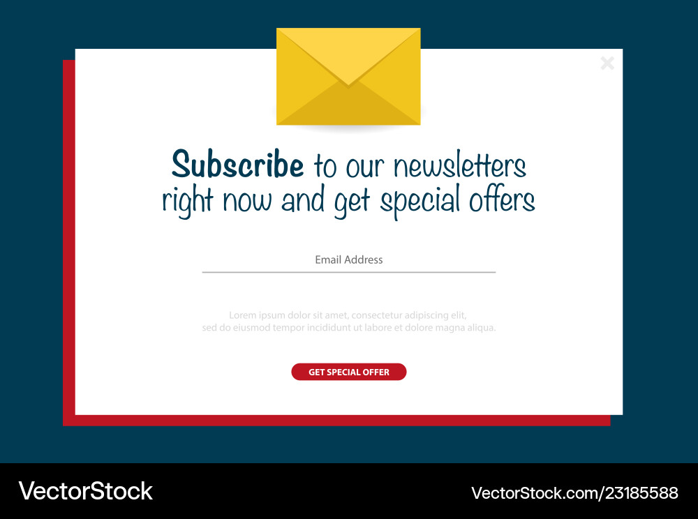 Email subscribe online newsletter submit button Vector Image