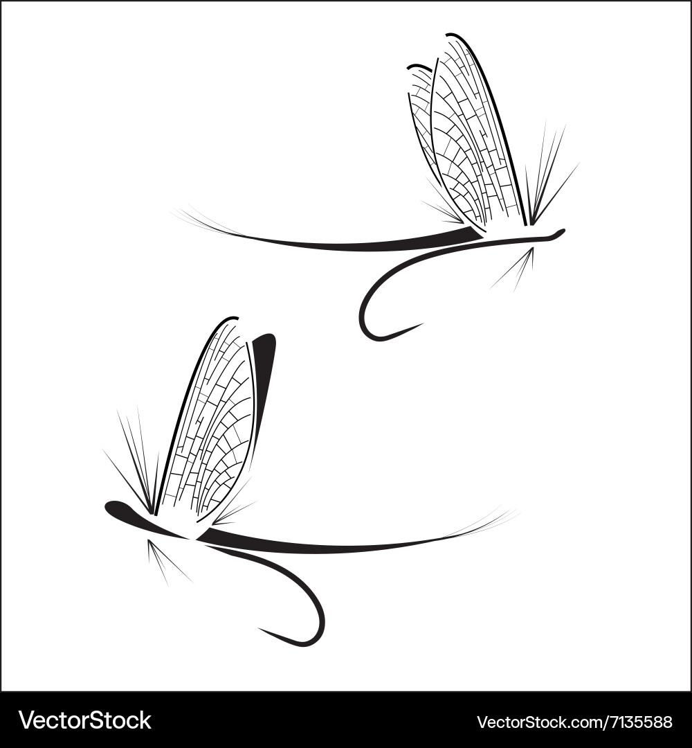Fly fishing icons Royalty Free Vector Image - VectorStock