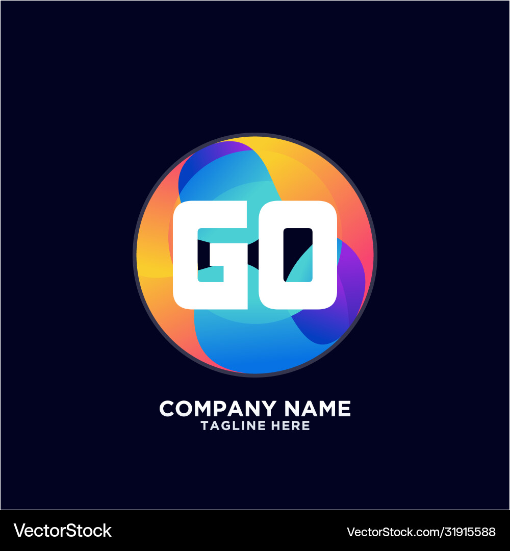 Go initial logo with colorful circle template Go initial logo with colorful circle template Vector Image