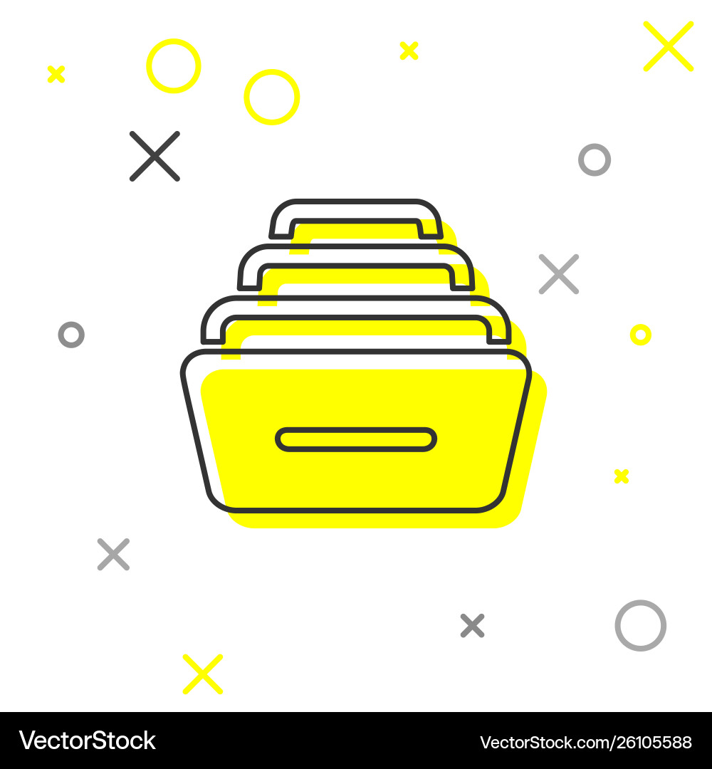 Grey line drawer with documents icon isolated Grey line drawer with documents icon isolated Vector Image