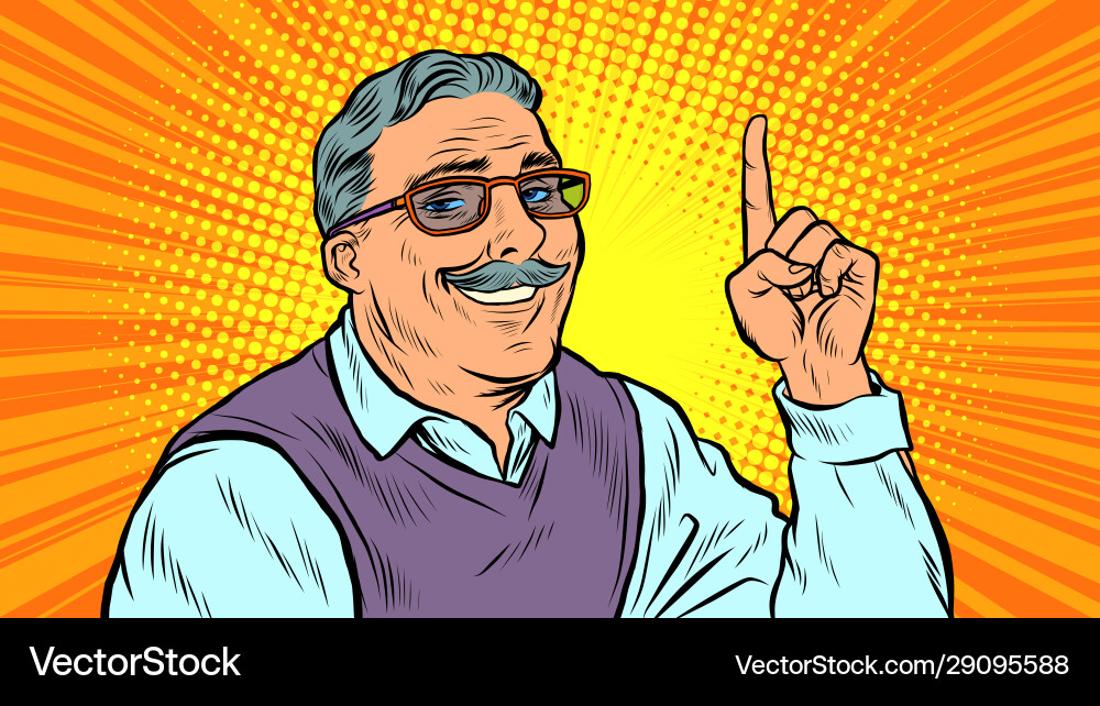 Man aged index finger up Man aged index finger up vector image
