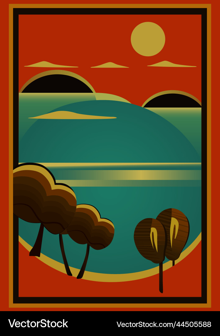 Nature vertical banner in flat simple style retro Vector Image