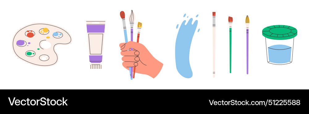 Painting tools elements set Royalty Free Vector Image