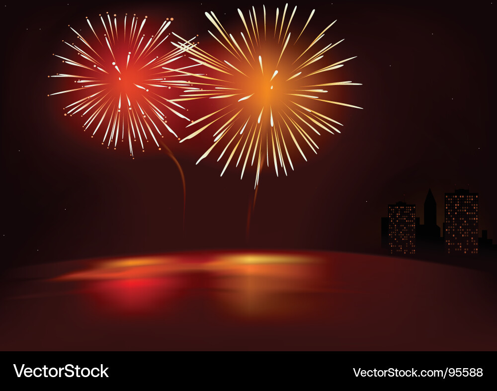 Red Fireworks Display vector image