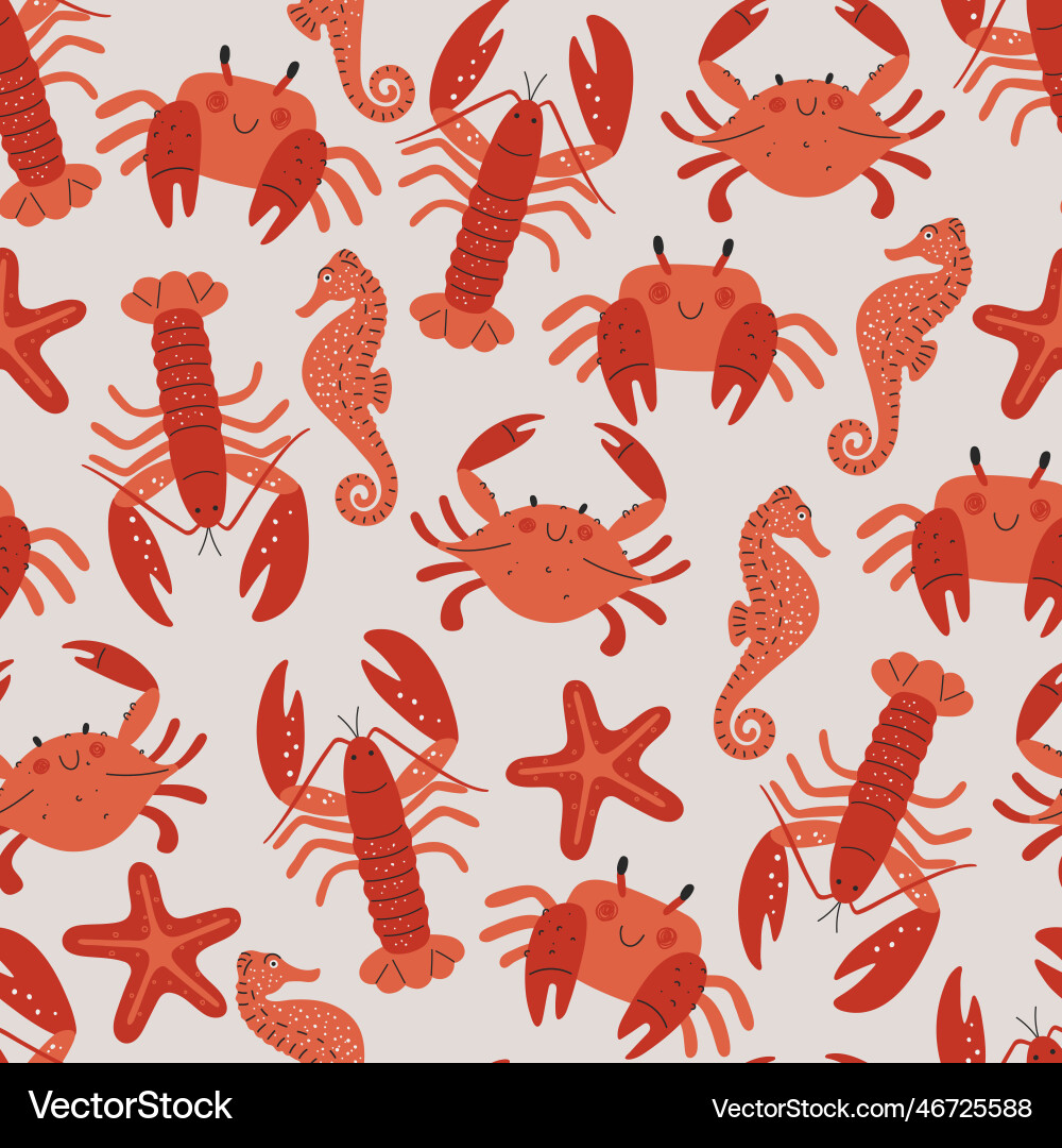 Seamless pattern with sea creatures Vector Image
