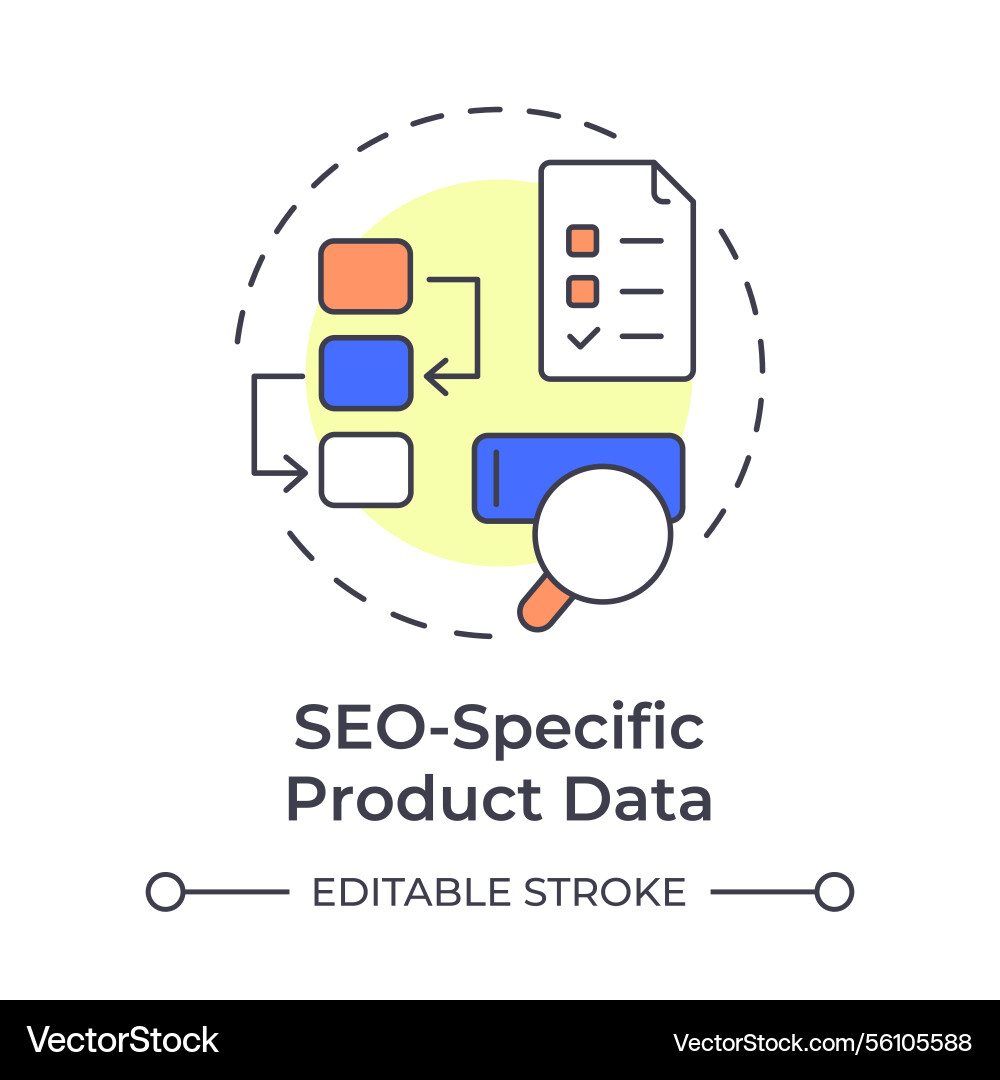 Seo specific product data multi color concept icon Seo specific product data multi color concept icon Vector Image