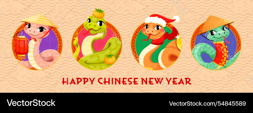 Asian chinese lunar new year holiday snake collage Asian chinese lunar new year holiday snake collage vector image
