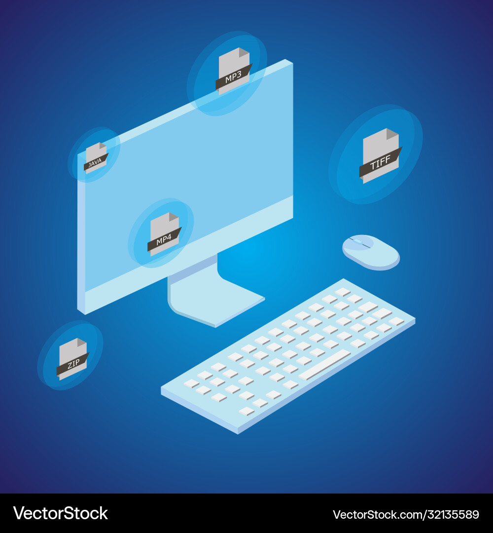 Concept file converting with computer Concept file converting with computer Vector Image