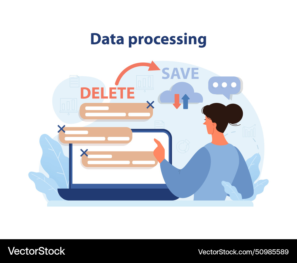 Data processing concept flat Data processing concept flat vector image