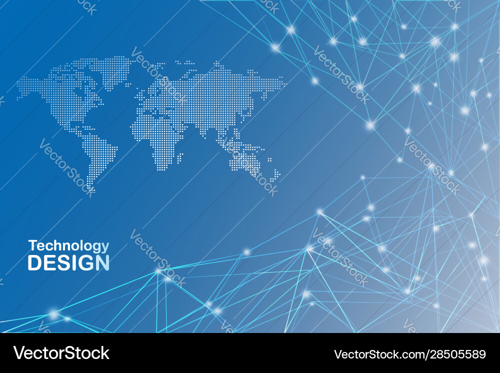 Global network connection world map point and lin Vector Image