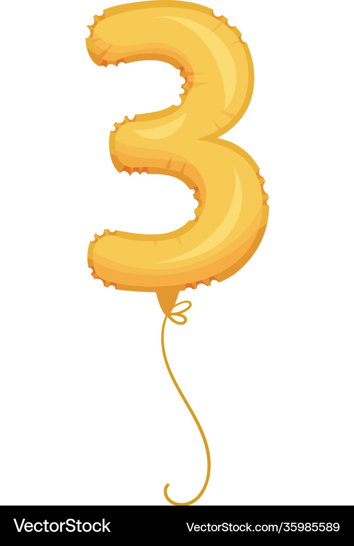Glossy golden number balloon with hanging string Glossy golden number balloon with hanging string Vector Image