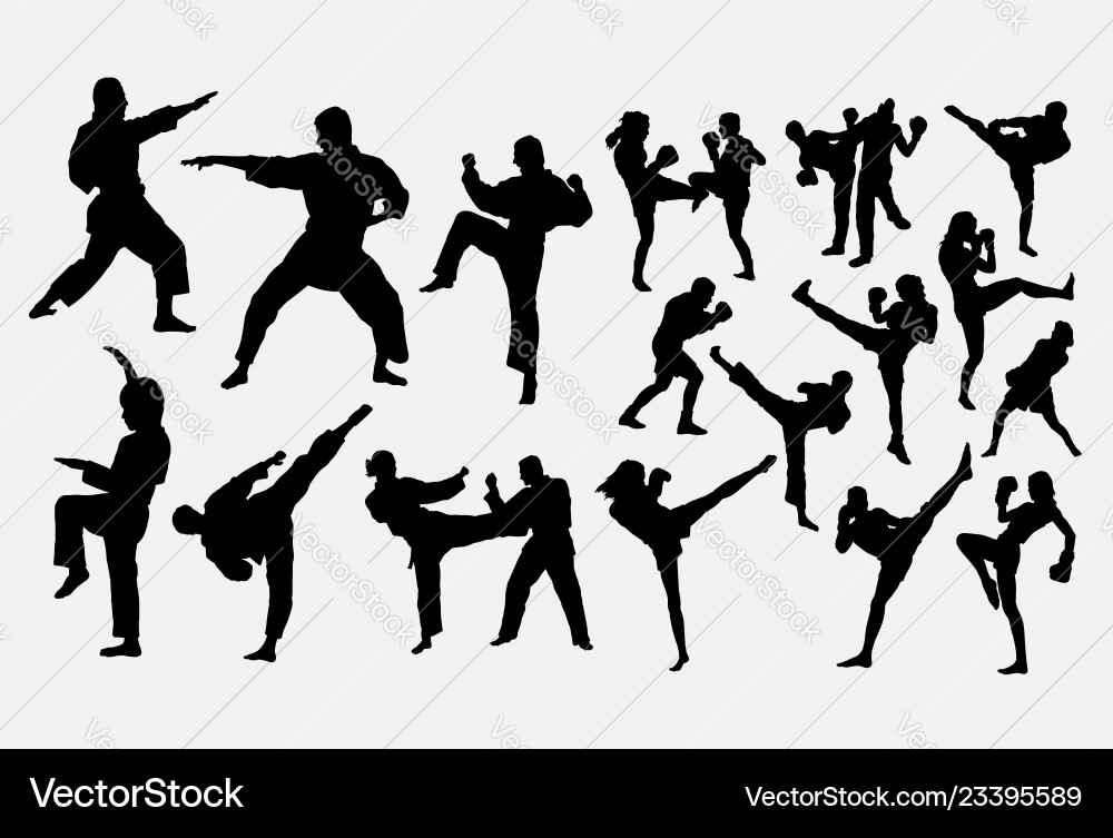 Karate und Boxsport Silhouette Karate und Boxsport Silhouette vektorbild