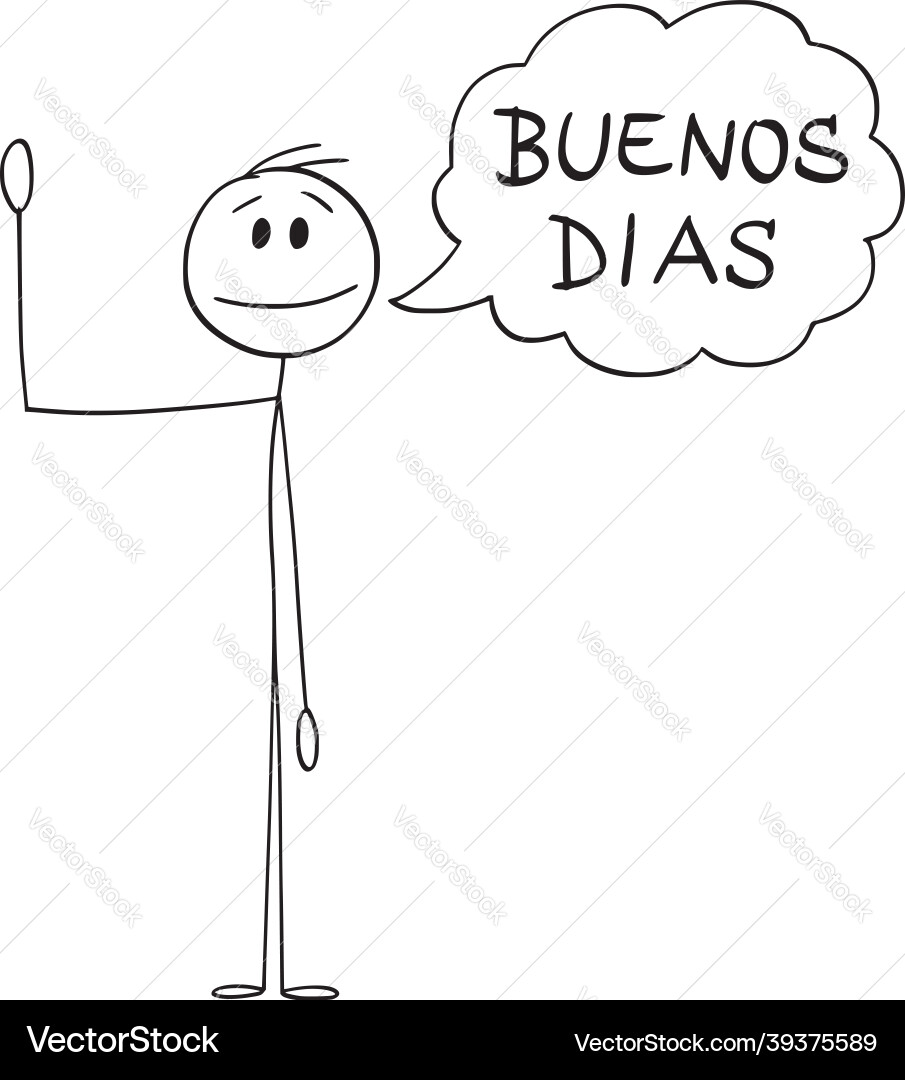 Man Greeting with 'Buenos Dias' - Cartoon Vector Image