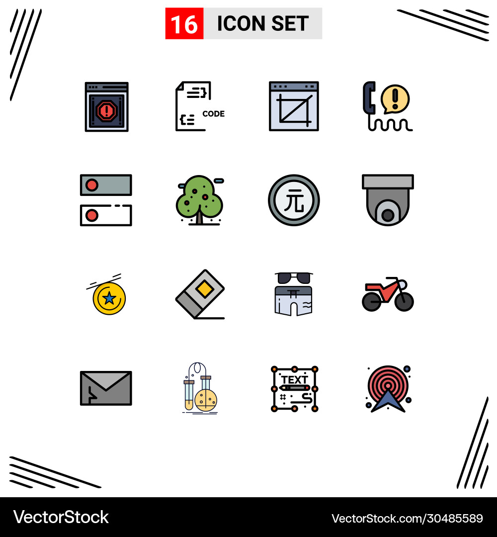 Mobile interface flat color filled line set 16 Vector Image