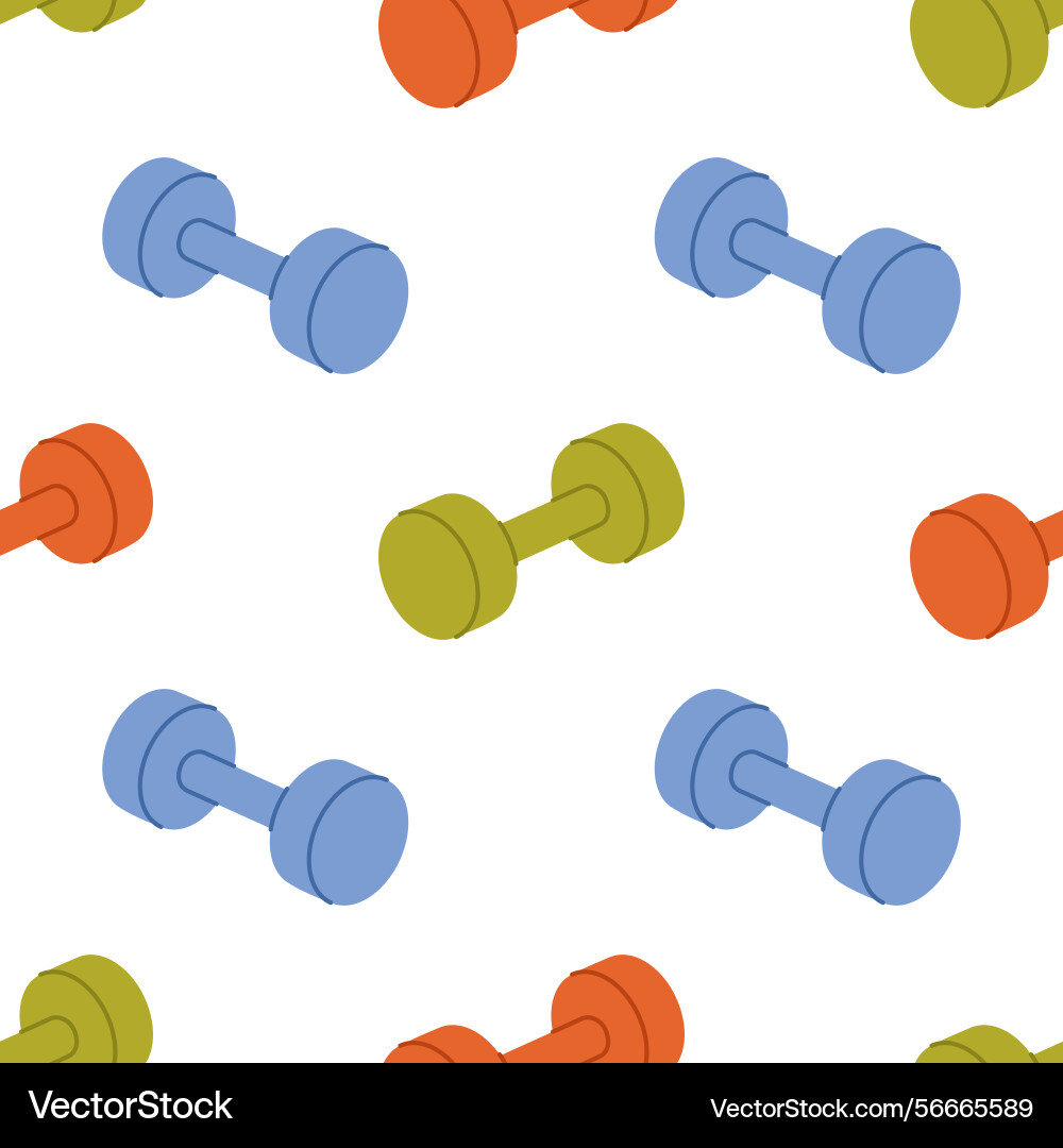 Seamless pattern with colorful dumbbells Seamless pattern with colorful dumbbells Vector Image