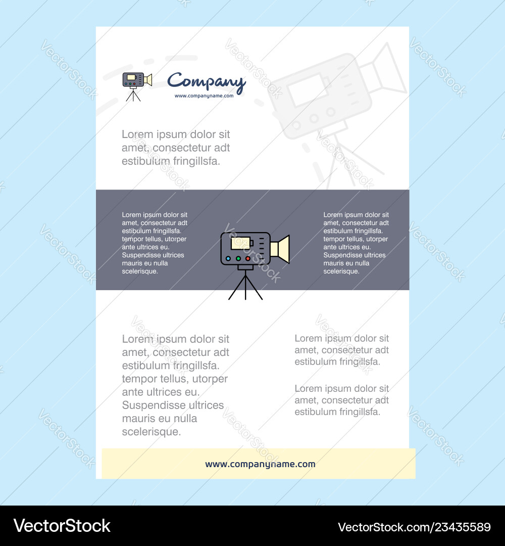 Template layout for camcoder company profile Template layout for camcoder company profile Vector Image
