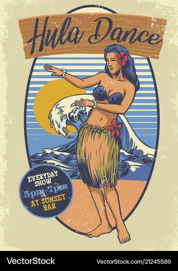 Vintage Hula Girl Vector Images (76)