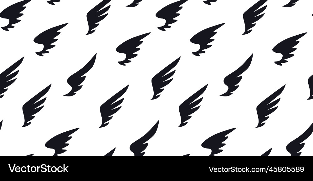Vintage wing pattern black and white label Vector Image