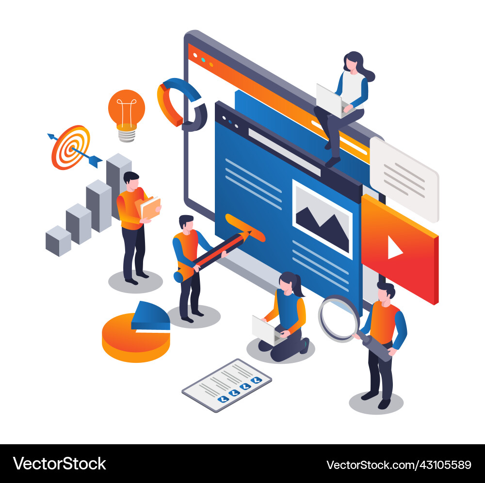 Web developer creative team Web developer creative team Vector Image