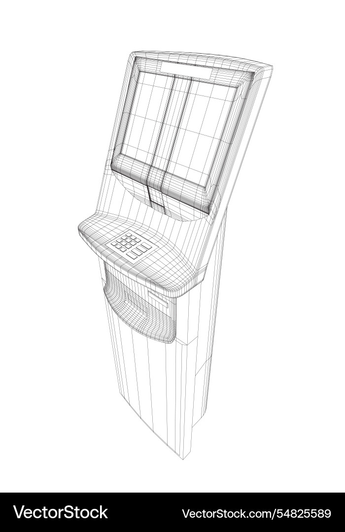 Wireframe atm with display bank terminal Wireframe atm with display bank terminal vector image