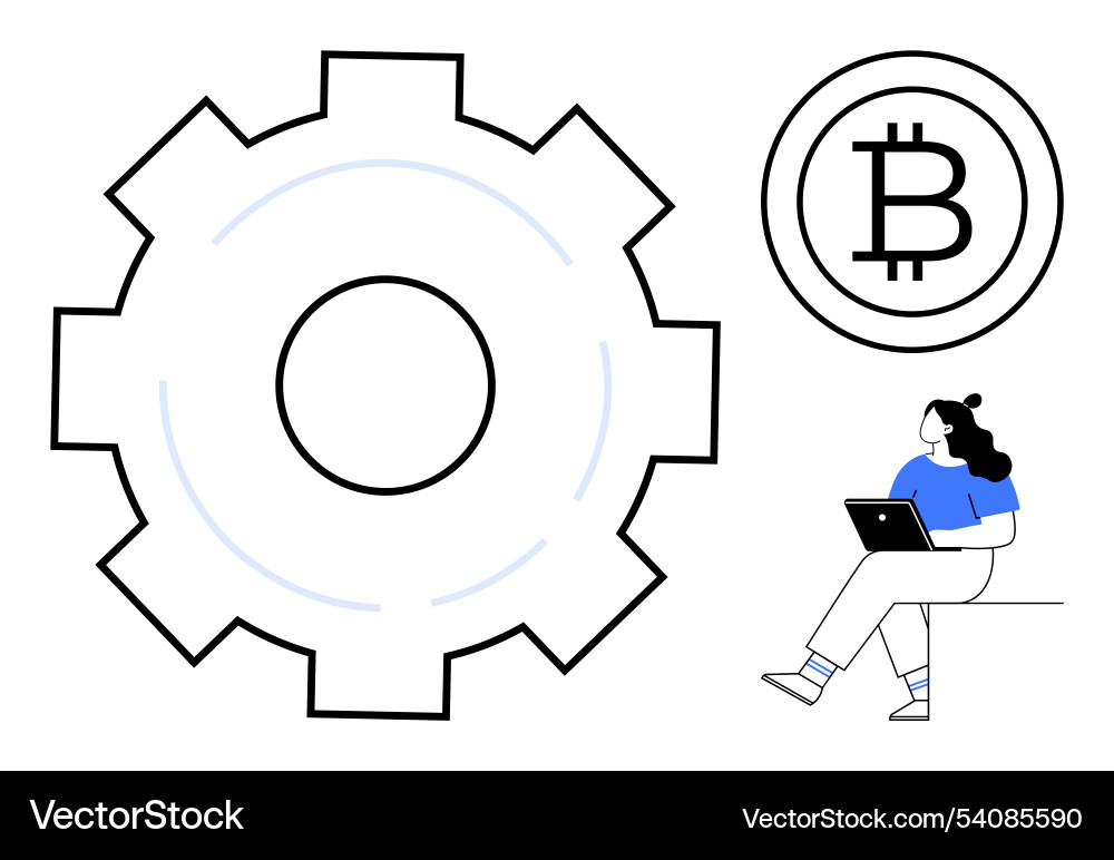 Cryptocurrency and blockchain technology concept vector image