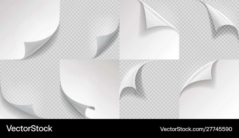 Curled page corners flipped and turning paper vector image