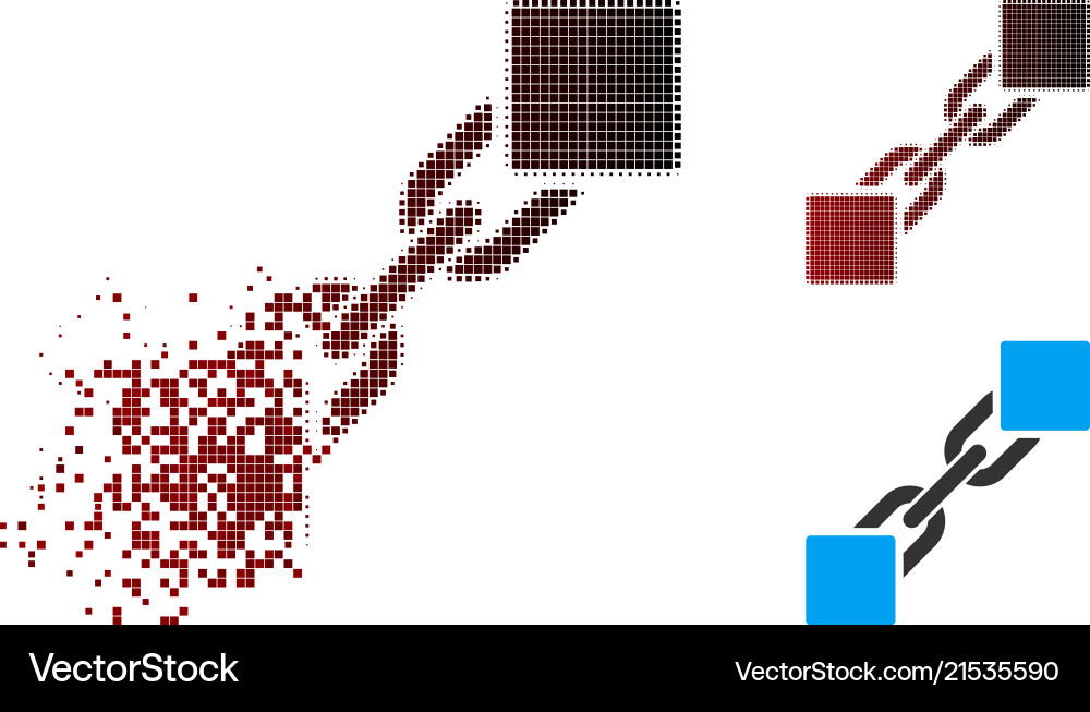 Dust pixel halftone blockchain icon Dust pixel halftone blockchain icon Vector Image