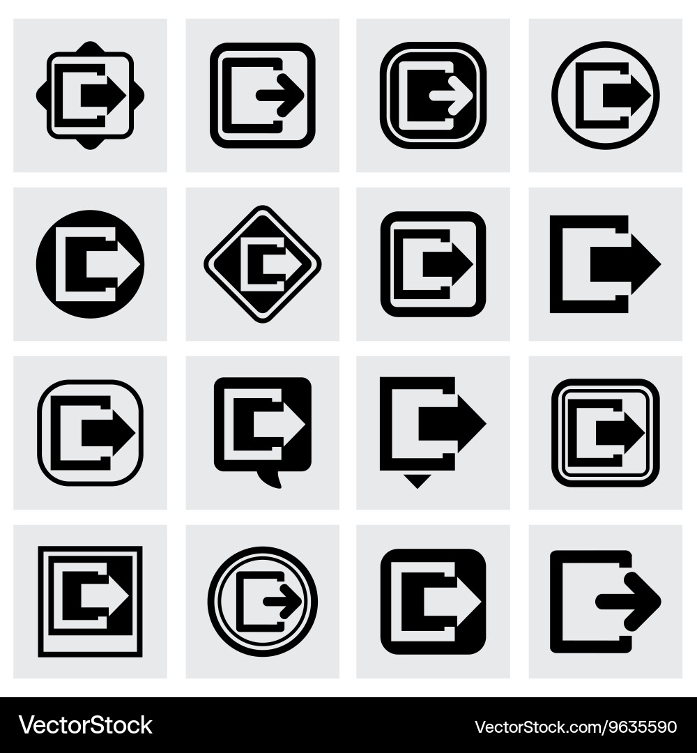 Exit icon set vector image